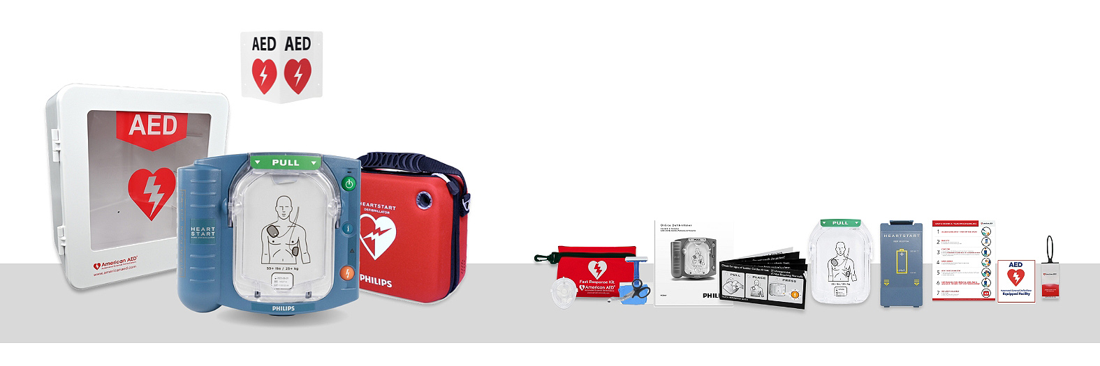 Philips HeartStart OnSite Complete AED Package With Wall Cabinet & AED Sign